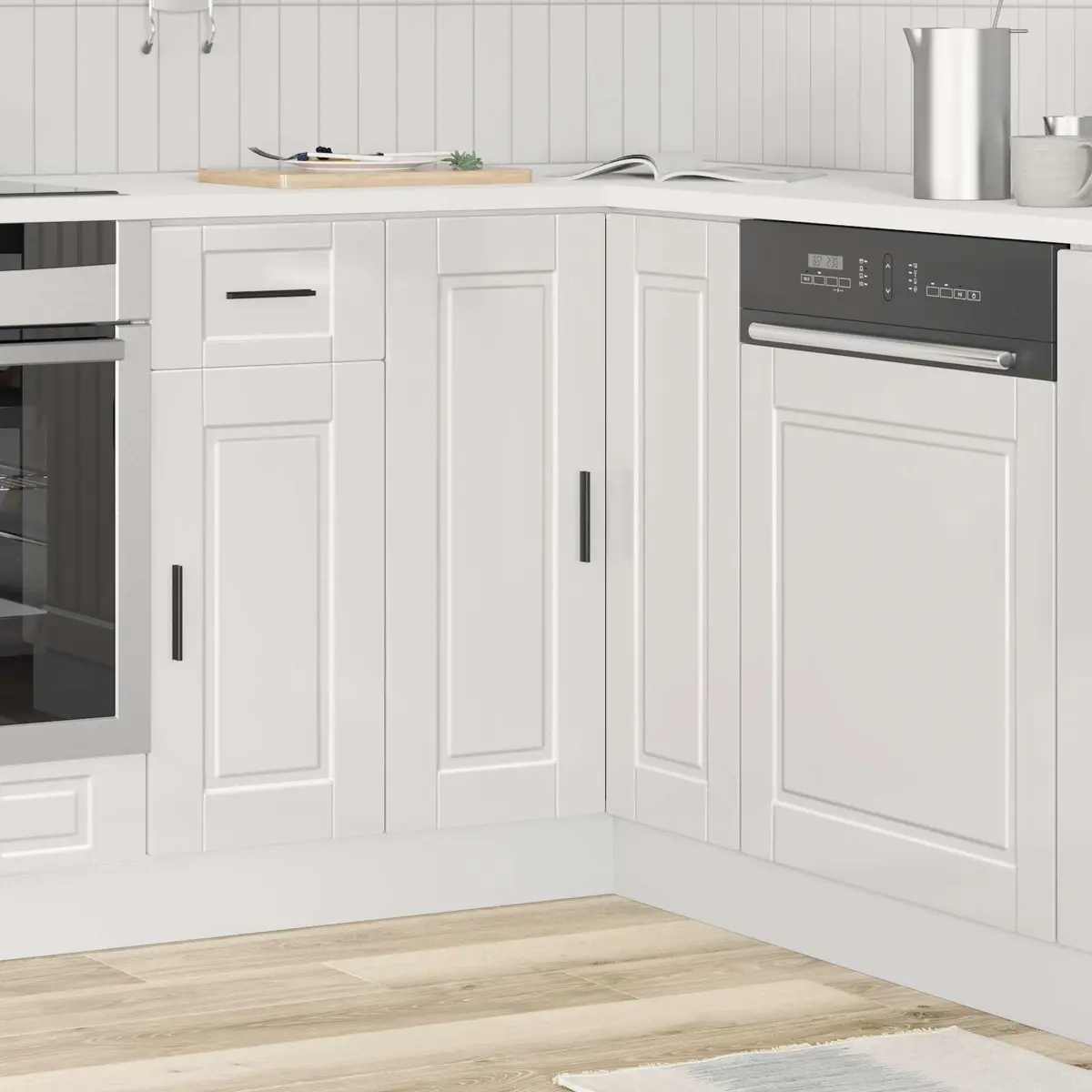 White High Gloss Kitchen Corner Base Cabinet