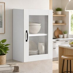 White Kitchen Wall Cabinet with Glass Door
