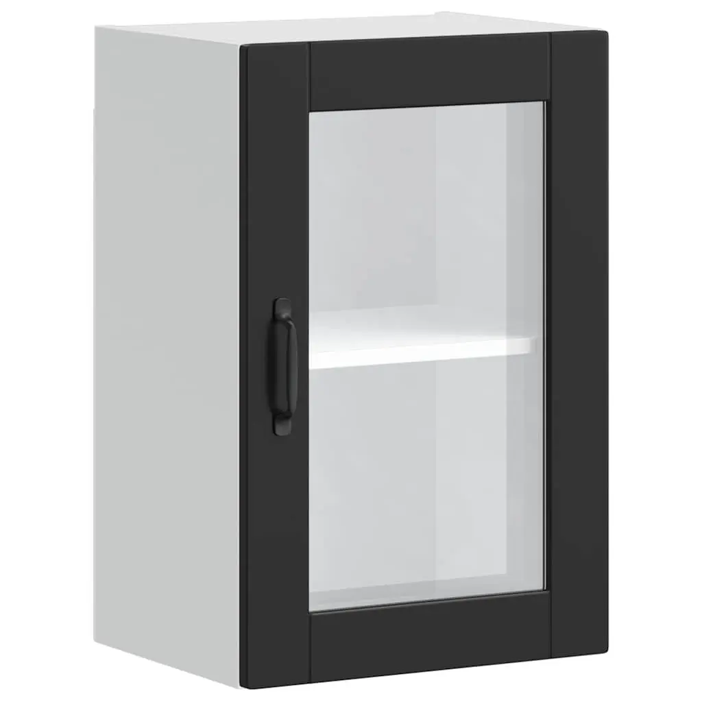 Kitchen Cabinet Wall-mounted Black Glass Door Organiser Engineered Wood