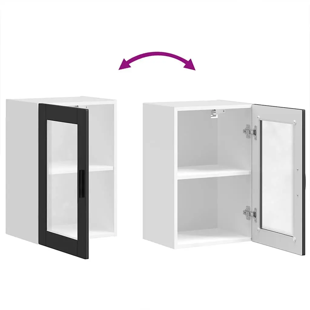 Kitchen Cabinet Wall-mounted Black Glass Door Organiser Engineered Wood