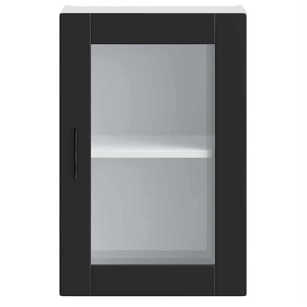 Kitchen Cabinet Wall-mounted Black Glass Door Organiser Engineered Wood