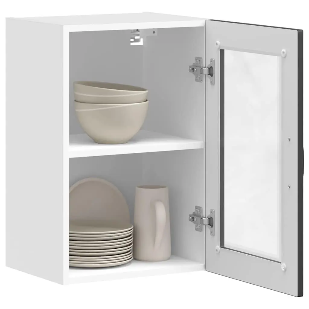 Kitchen Cabinet Wall-mounted Black Glass Door Organiser Engineered Wood