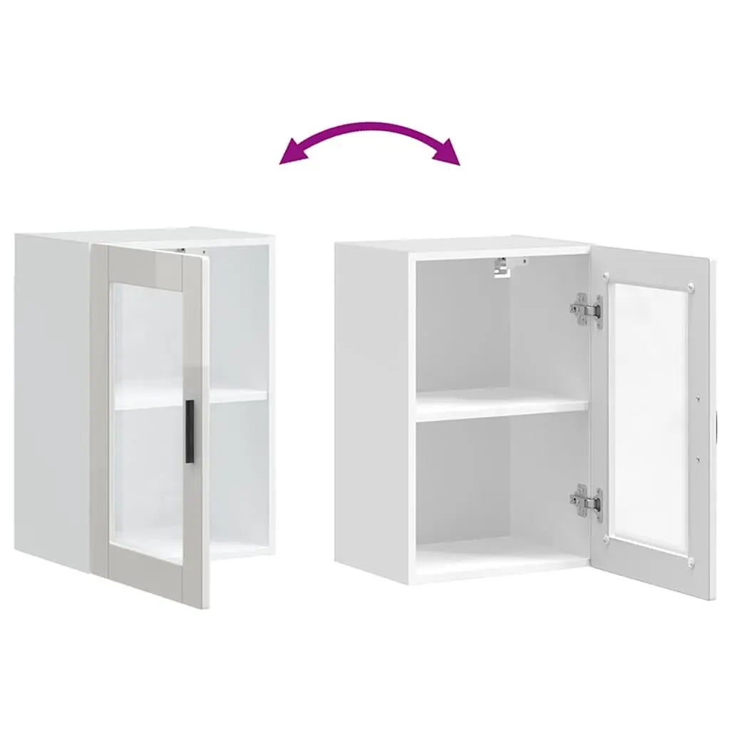 Kitchen Cabinet Glass Door White High Gloss Wall Mounted Storage