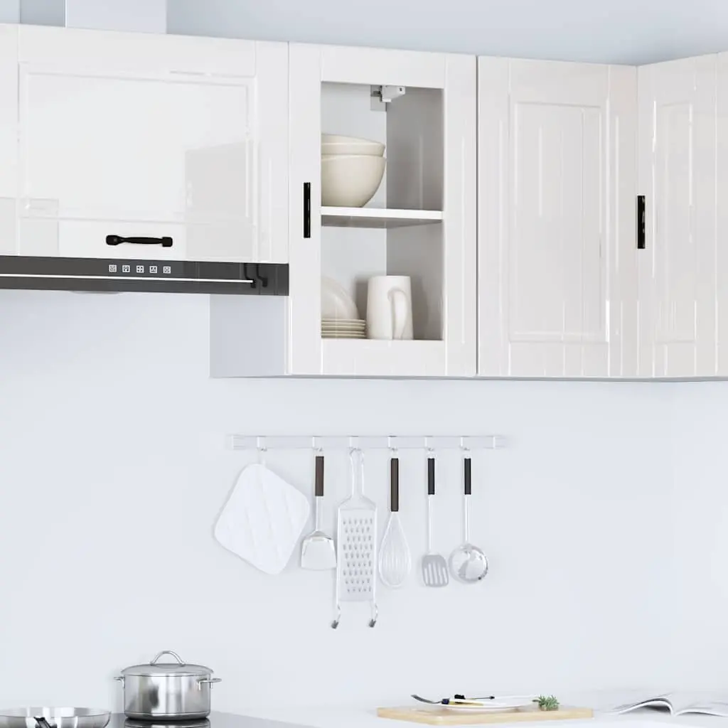Kitchen Cabinet Glass Door White High Gloss Wall Mounted Storage