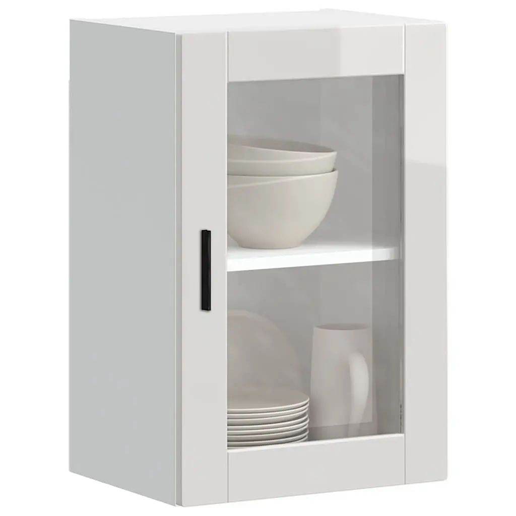 Kitchen Cabinet Glass Door White High Gloss Wall Mounted Storage