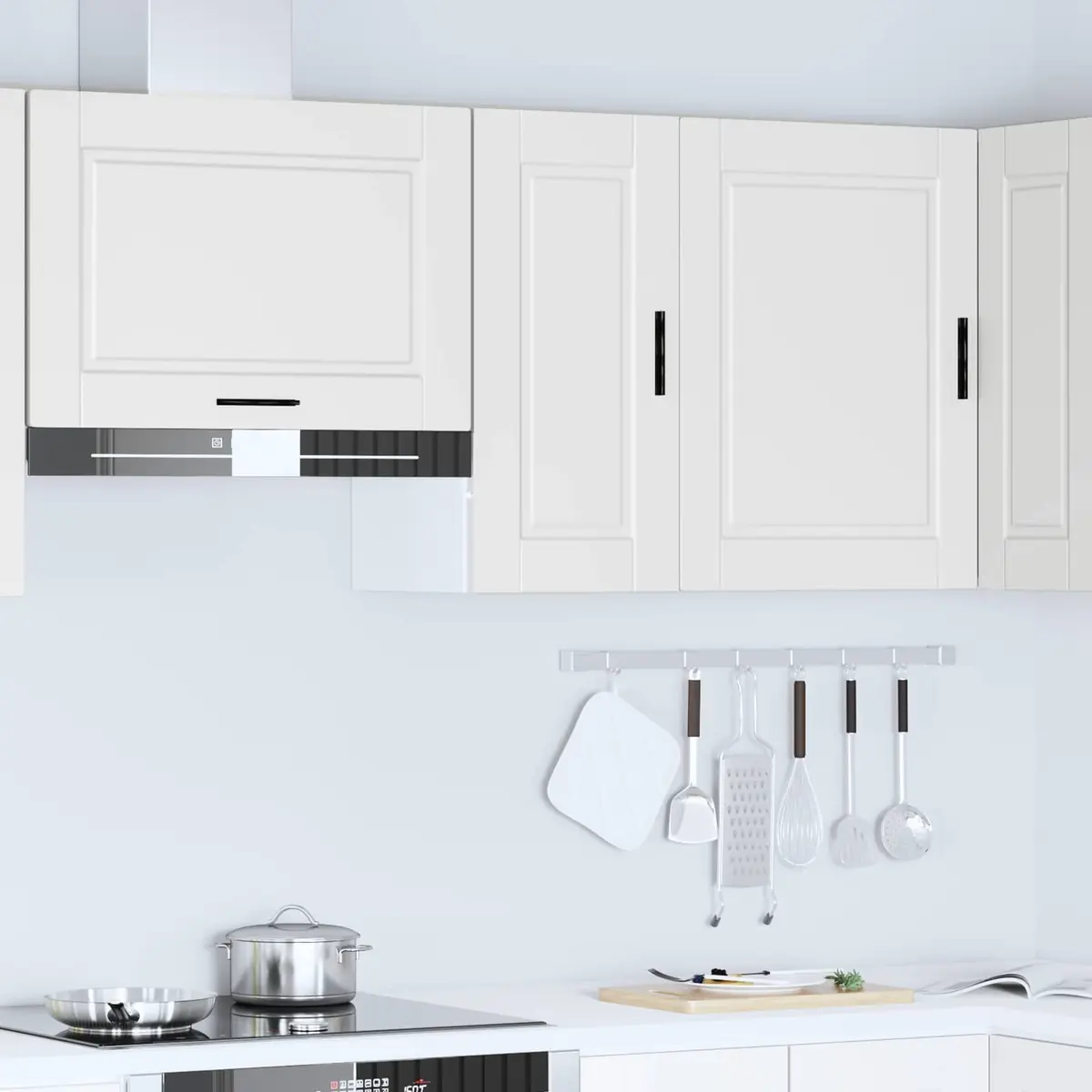 White Engineered Wood Kitchen Wall Cabinet Organizer