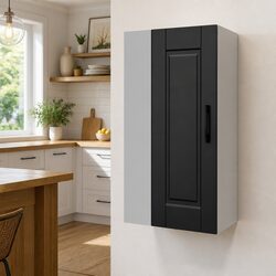 Black Engineered Wood Wall-Mounted Kitchen Cabinet