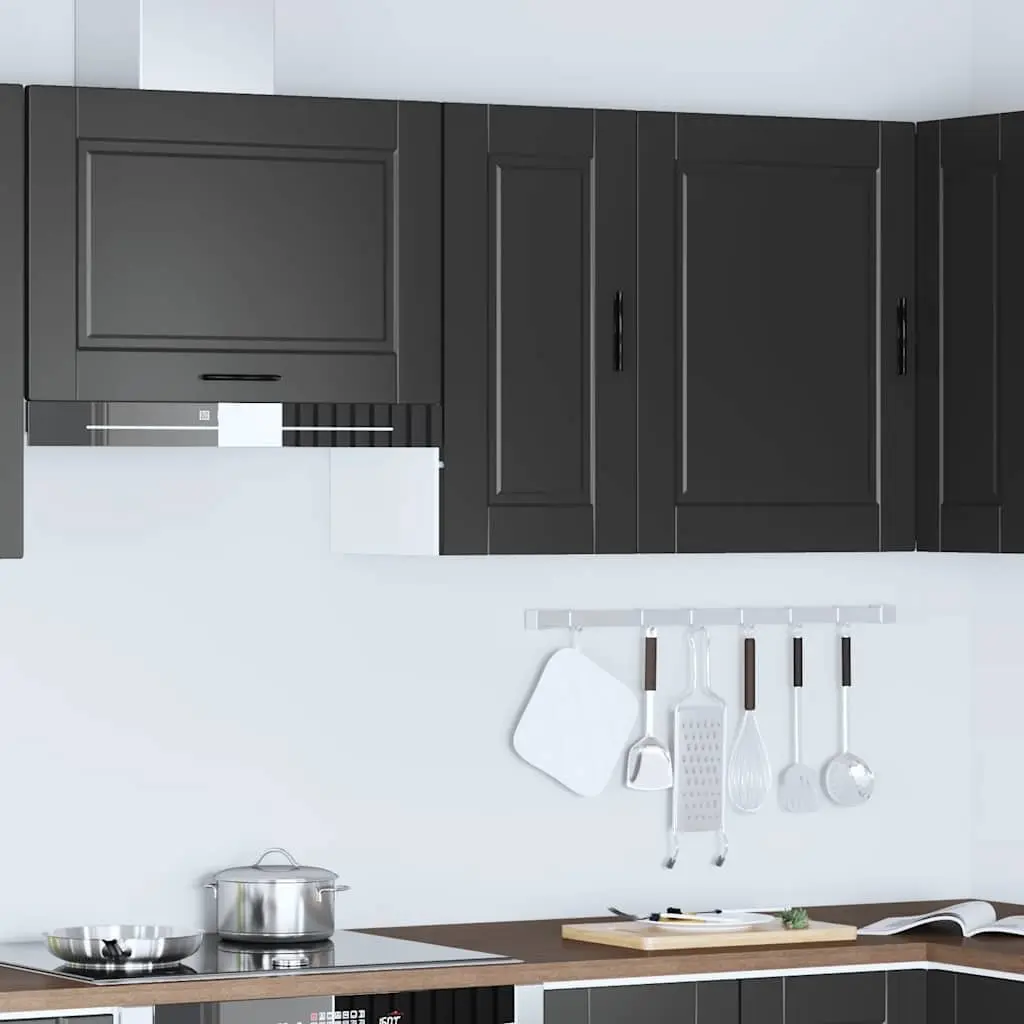 Black Engineered Wood Wall-Mounted Kitchen Cabinet