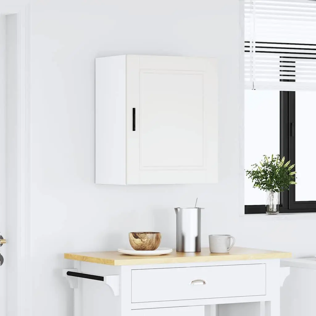 White Engineered Wood Wall Cabinet for Kitchens
