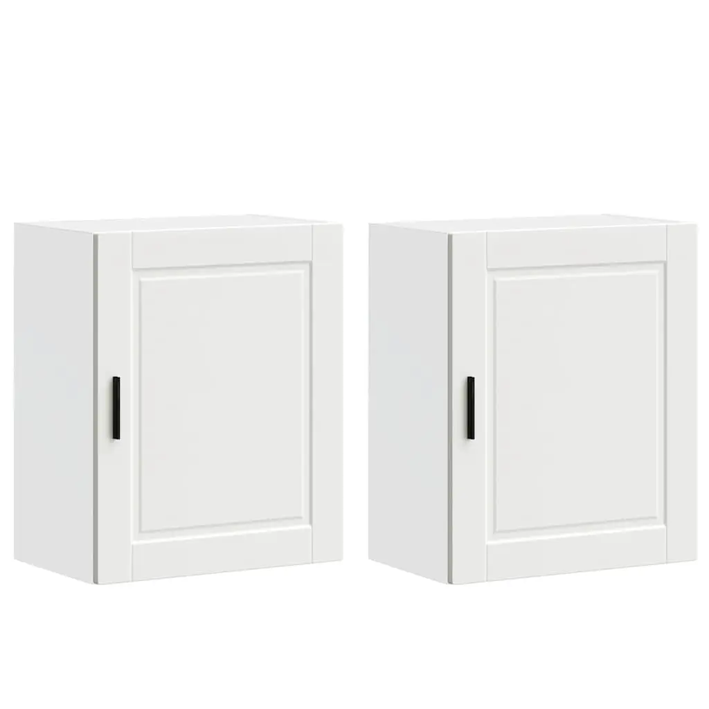White Engineered Wood Kitchen Wall Cabinets Set of 2