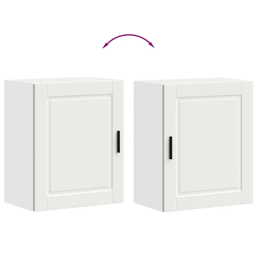 White Engineered Wood Kitchen Wall Cabinets Set of 2