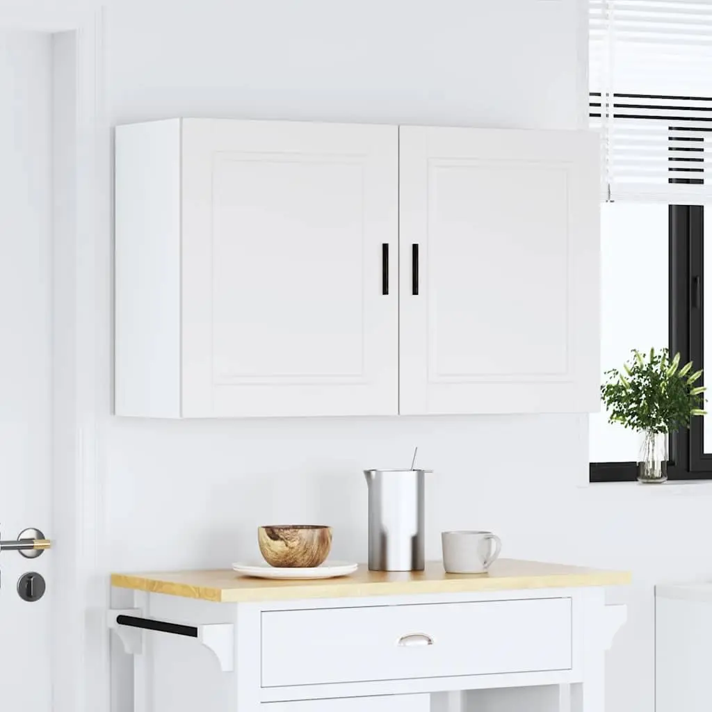 White Engineered Wood Kitchen Wall Cabinets Set of 2