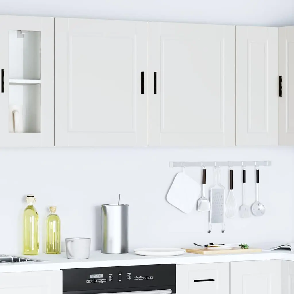White Engineered Wood Kitchen Wall Cabinets Set of 2