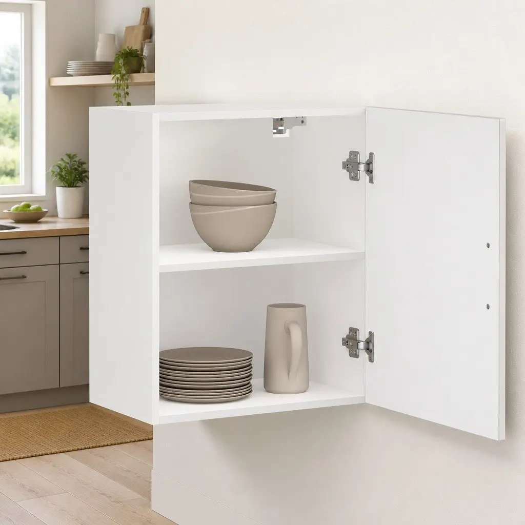 Wall-Mounted Kitchen Storage Cabinet in Grey Gloss