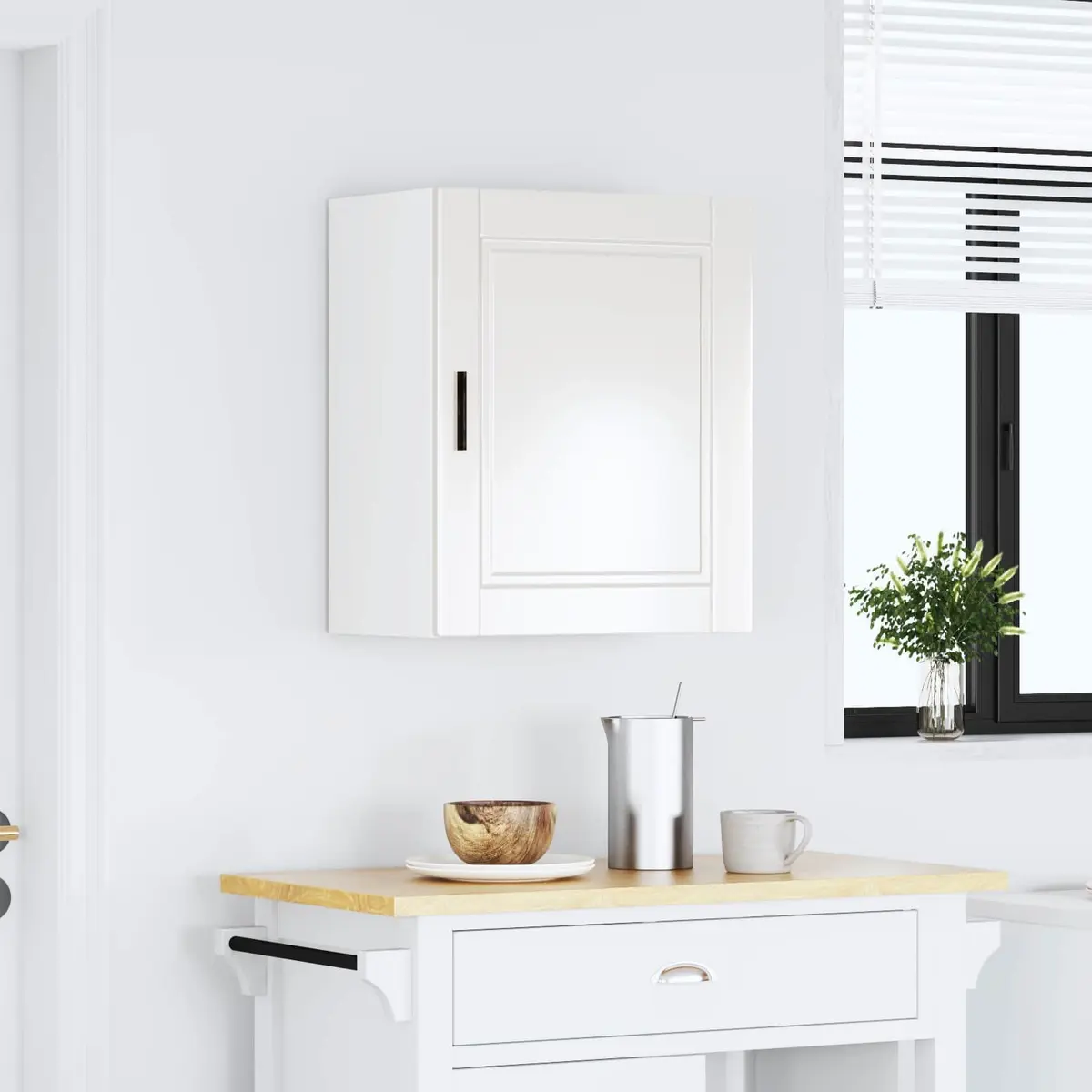 Wall-Mounted Kitchen Storage Cabinet in Grey Gloss