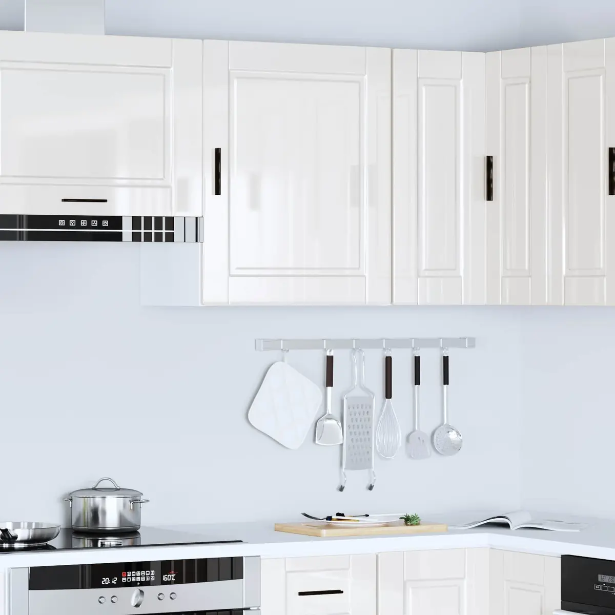 Wall-Mounted Kitchen Storage Cabinet in Grey Gloss
