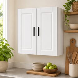 White Engineered Wood Kitchen Wall Cabinet for Storage