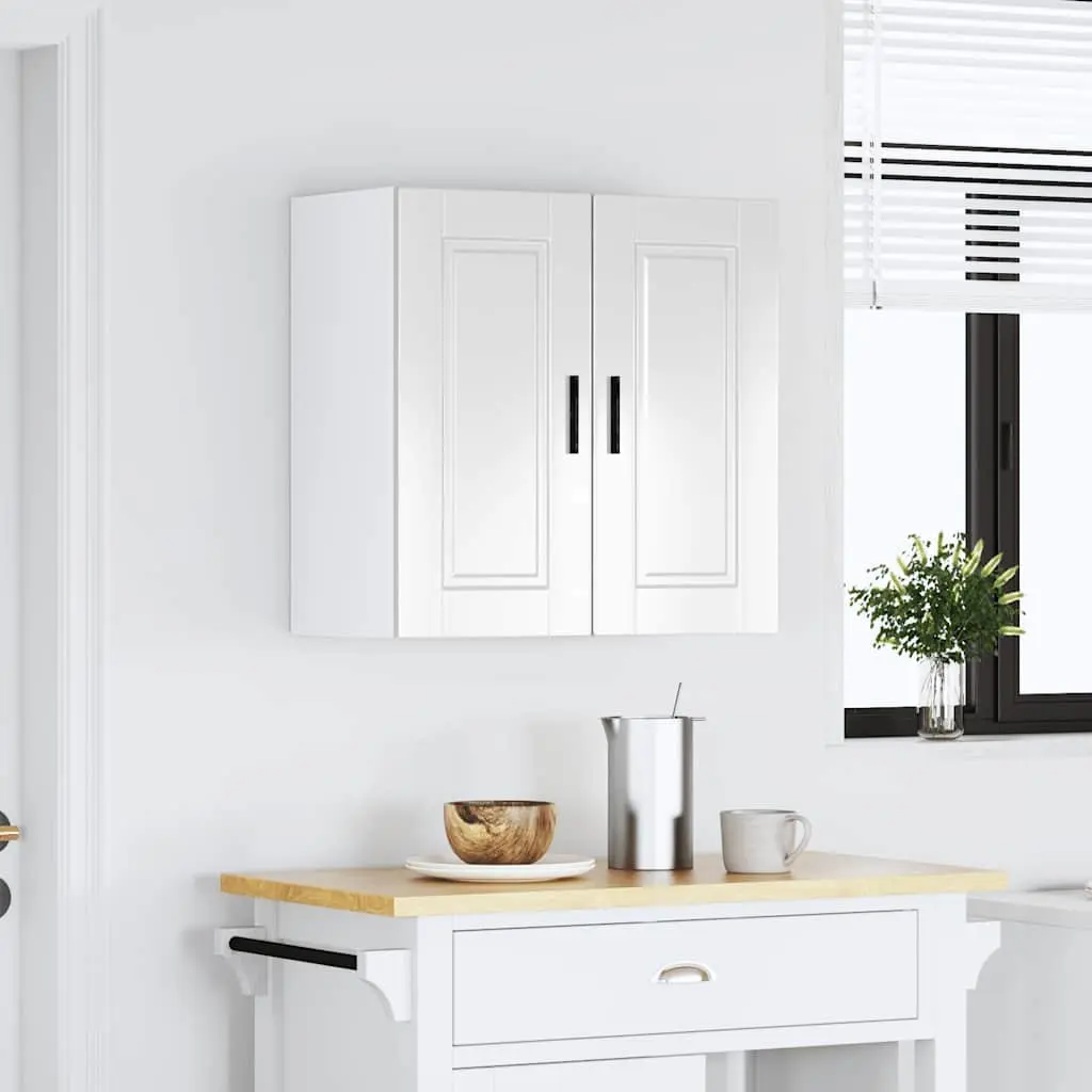 Kitchen Wall Cabinet White High Gloss Engineered Wood Storage Cupboard Door