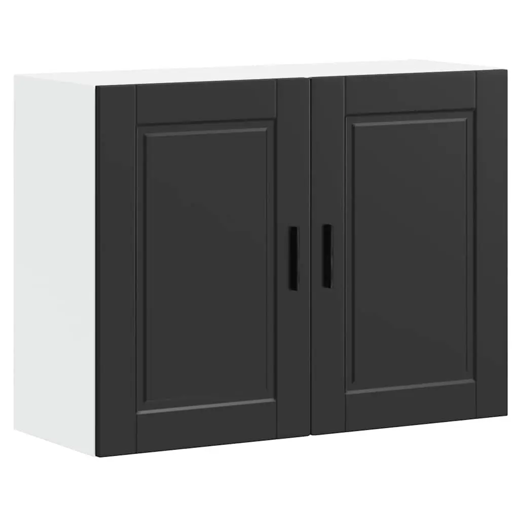 Kitchen Wall Cabinet Black Engineered Wood Storage Cupboard Organiser