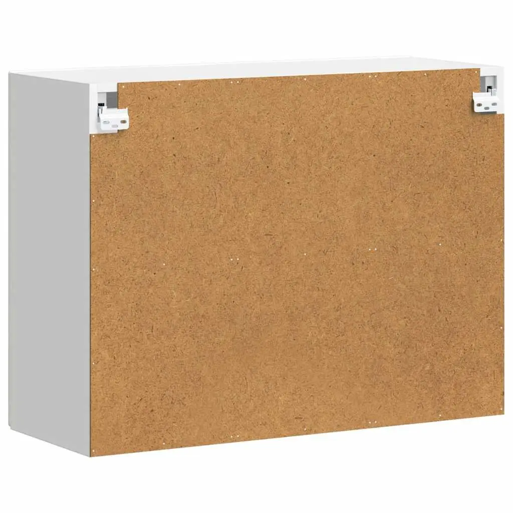 Kitchen Wall Cabinet White Glass Door Mounted Storage Shelving Unit Engineered Wood