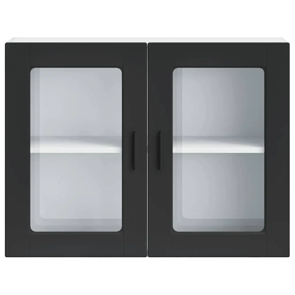 Black Glass Door Kitchen Wall Cabinet Organizer