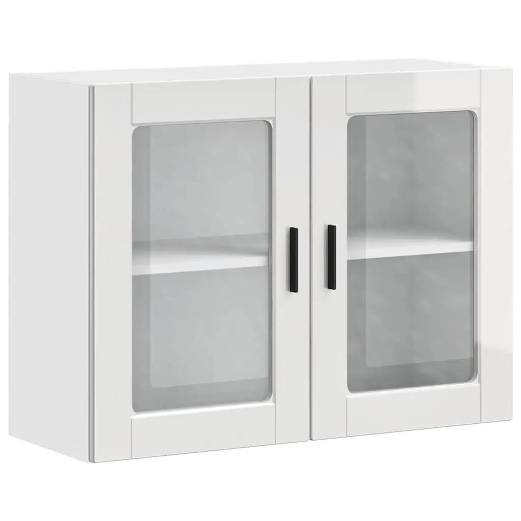 White High Gloss Kitchen Wall Cabinet with Glass Door