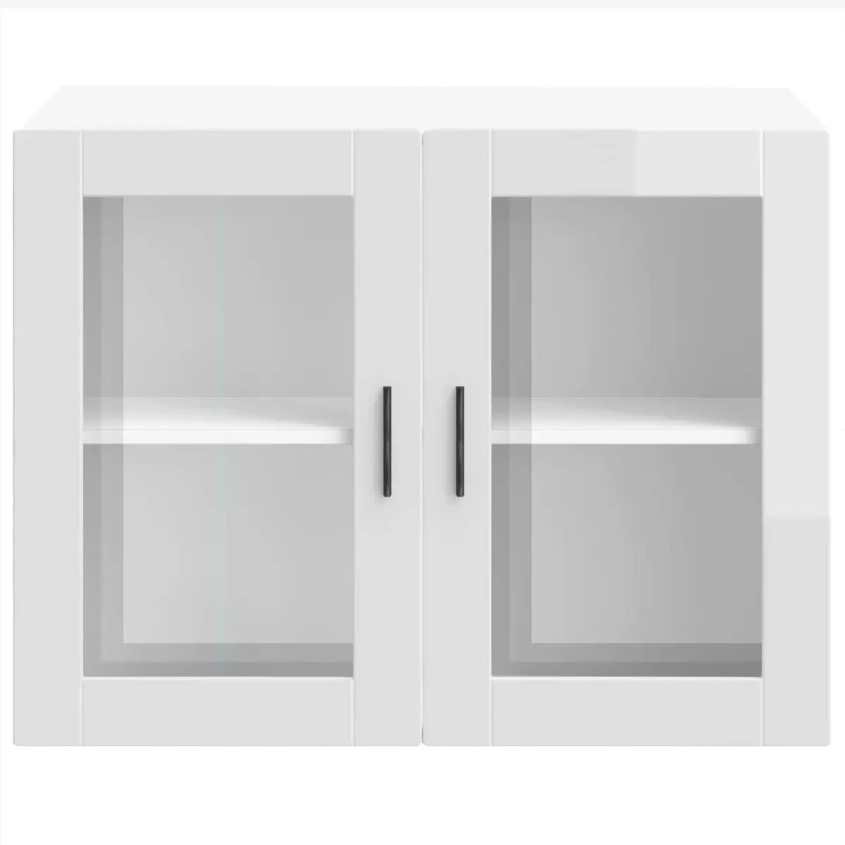White High Gloss Kitchen Wall Cabinet with Glass Door