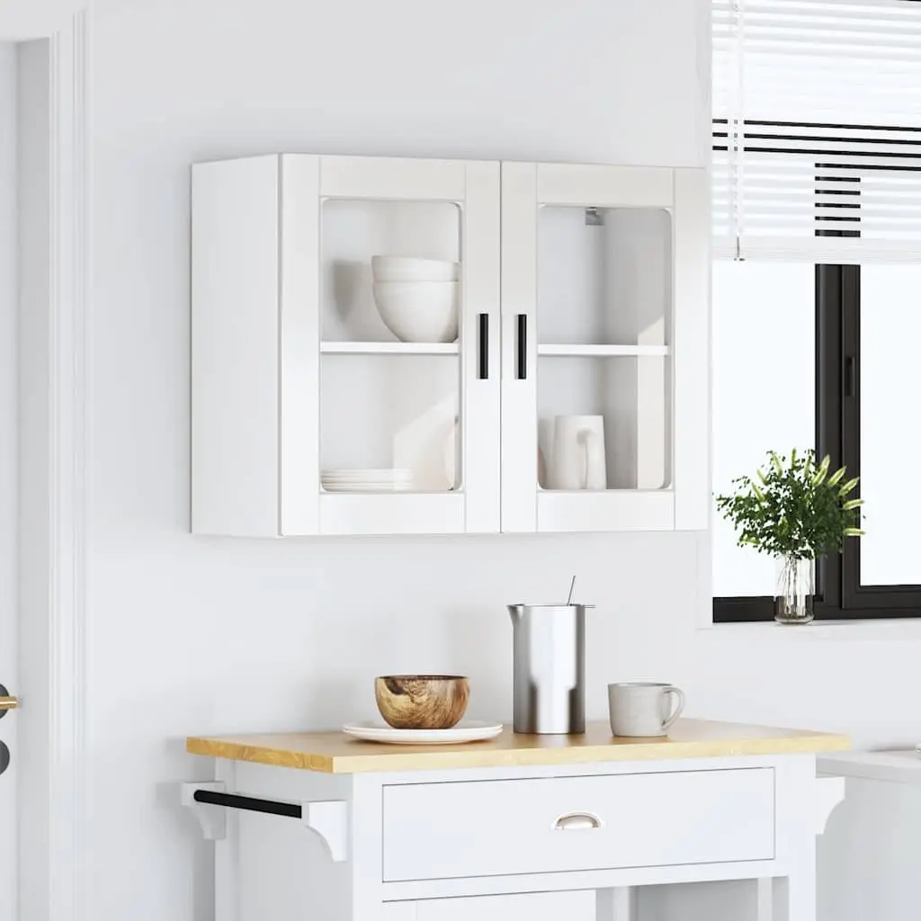 White High Gloss Kitchen Wall Cabinet with Glass Door