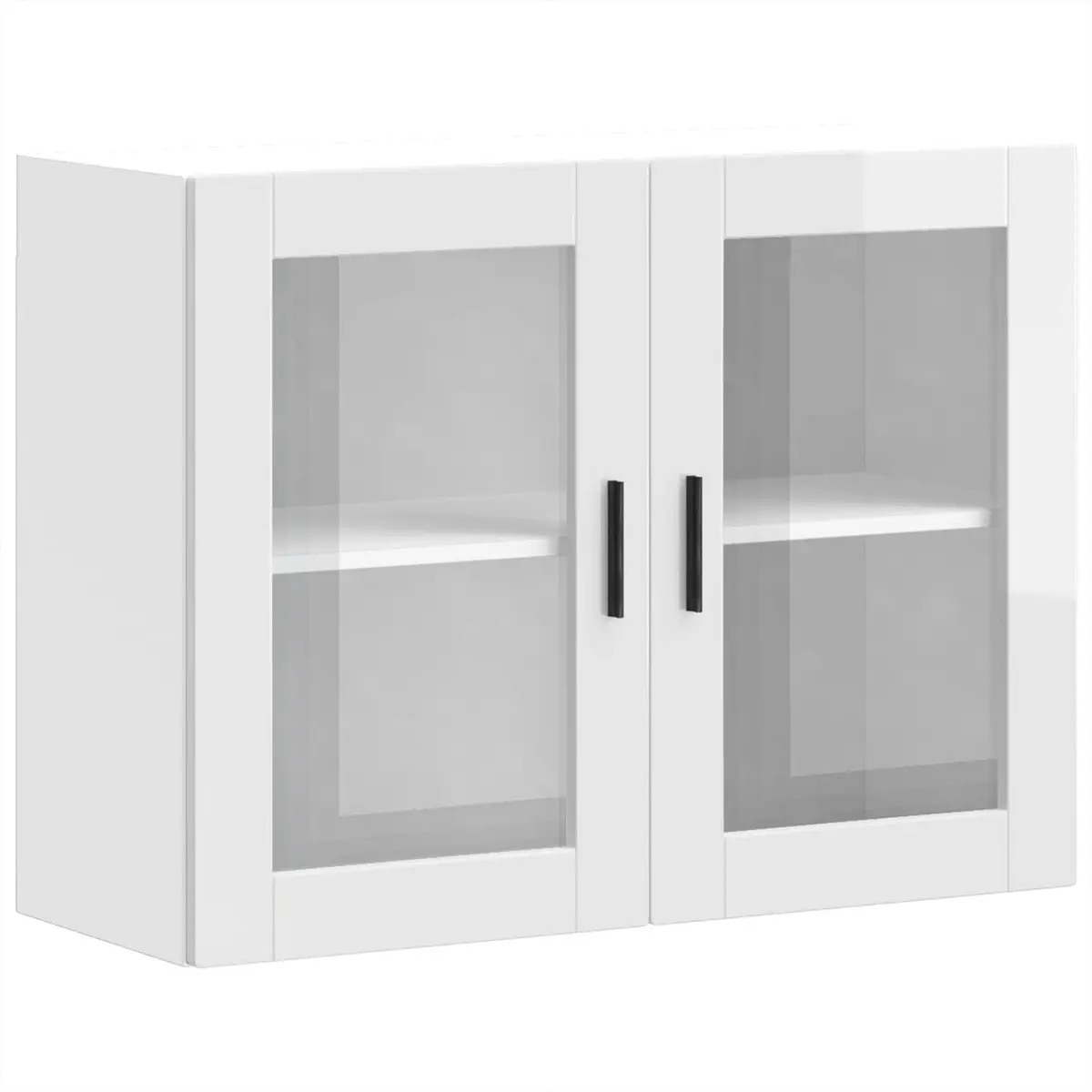 White High Gloss Kitchen Wall Cabinet with Glass Door