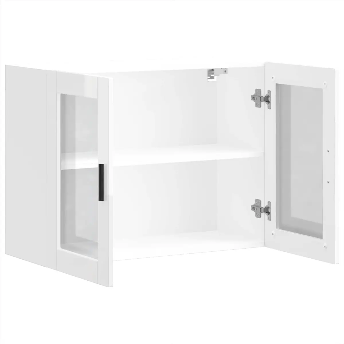 White High Gloss Kitchen Wall Cabinet with Glass Door