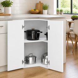 White Engineered Wood Kitchen Wall Corner Cabinet
