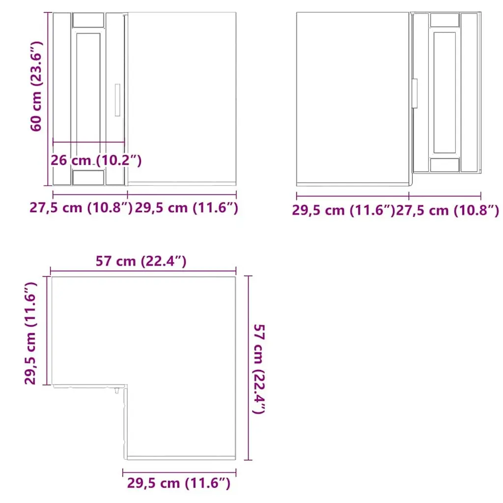 White Engineered Wood Kitchen Wall Corner Cabinet