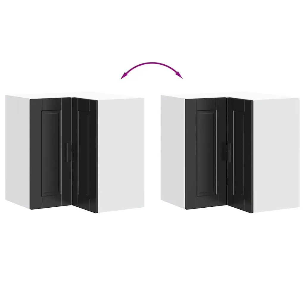 Black Engineered Wood Kitchen Wall Corner Cabinet