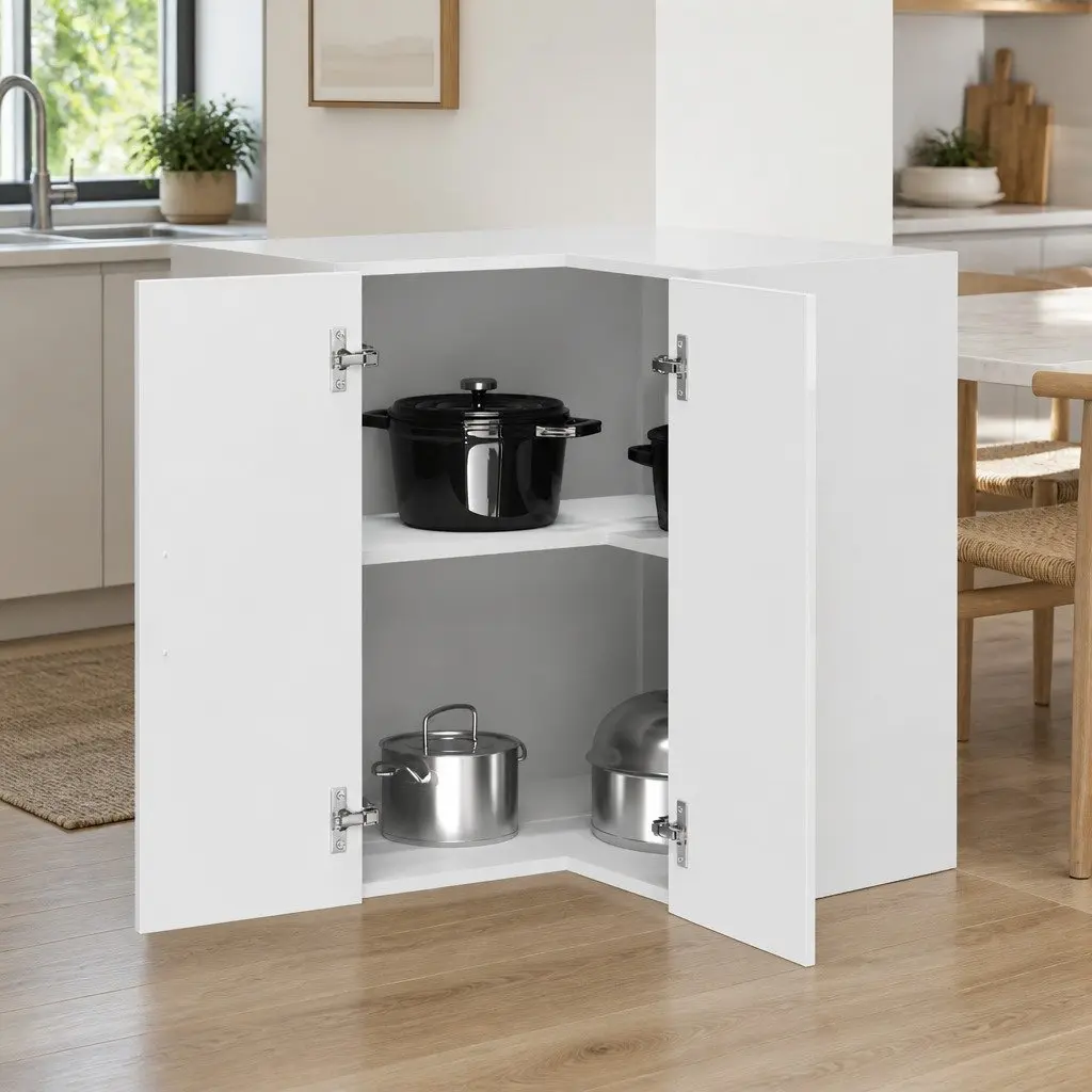 White High Gloss Kitchen Wall Corner Cabinet