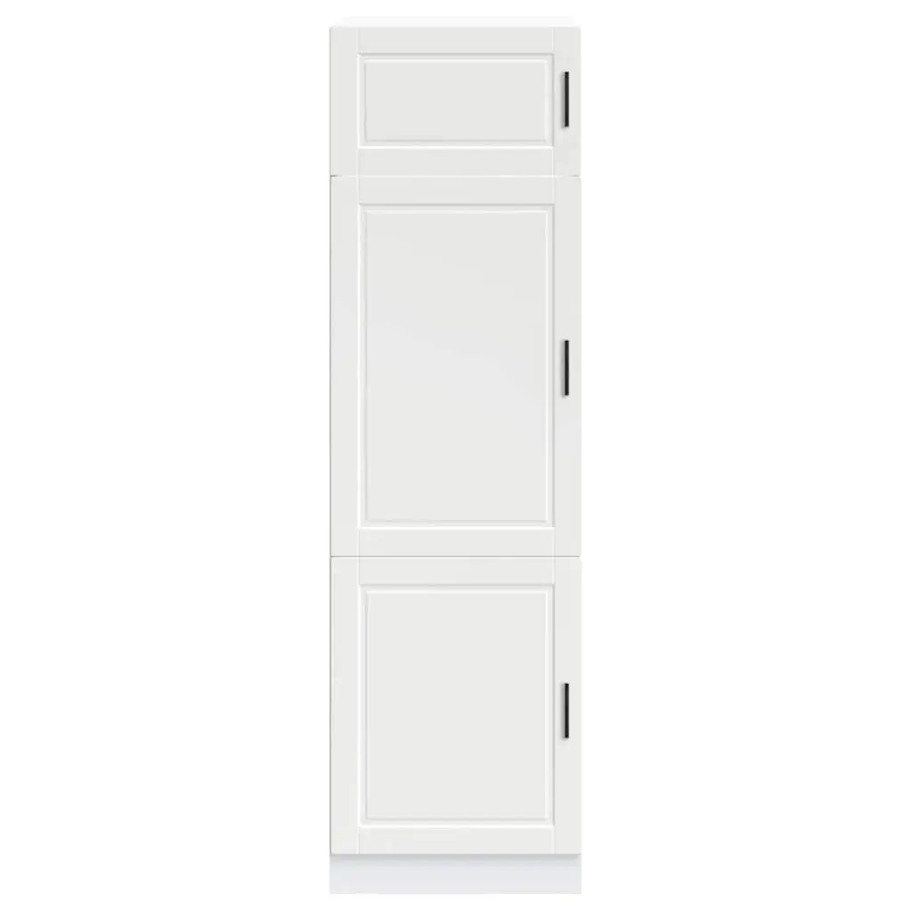 Engineered Wood Kitchen Storage Cabinet White Adjustable Feet Concealed Doors