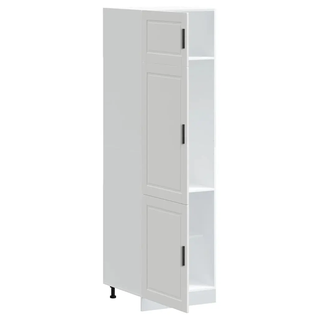 Engineered Wood Kitchen Storage Cabinet White Adjustable Feet Concealed Doors