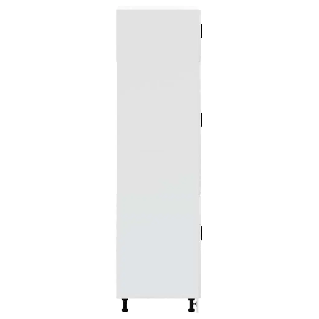 Engineered Wood Kitchen Storage Cabinet White Adjustable Feet Concealed Doors