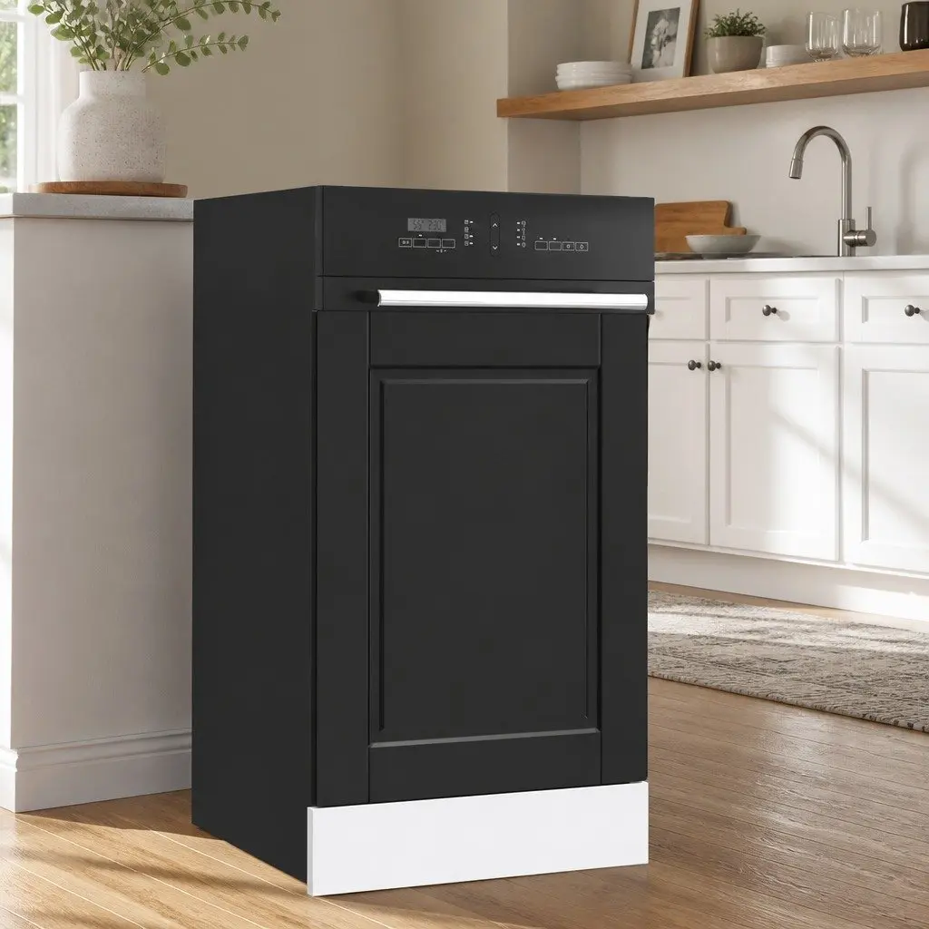 Dishwasher Front Panel Engineered Wood Black 45cm x 57cm Kitchen Cabinet Cover