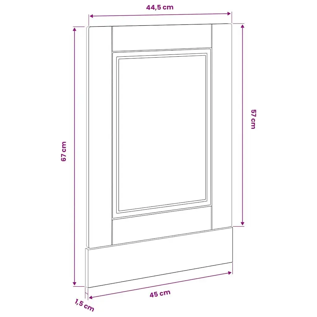 Dishwasher Front Panel Engineered Wood Black 45cm x 57cm Kitchen Cabinet Cover