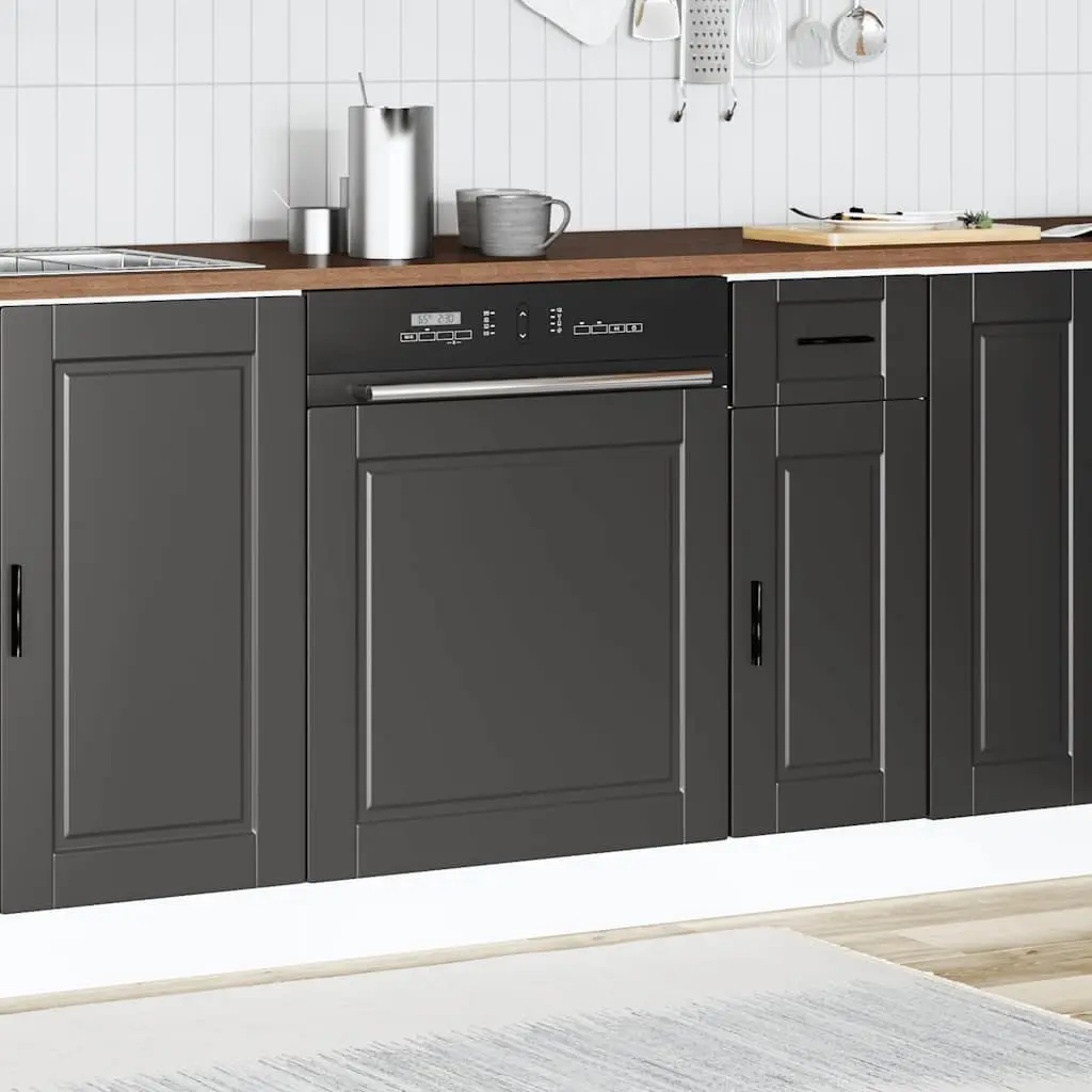 Dishwasher Panel Black 60x1.5x57cm Engineered Wood