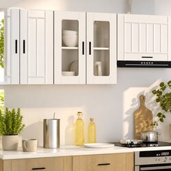 White Wall-Mounted Kitchen Cabinet with Glass Door