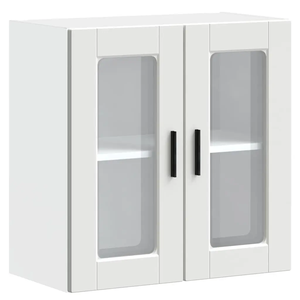 White Wall-Mounted Kitchen Cabinet with Glass Door