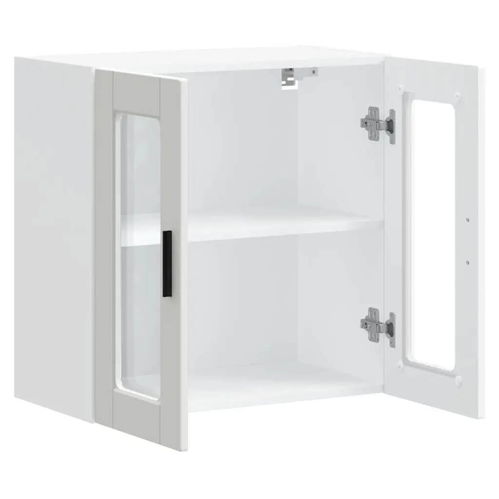 White Wall-Mounted Kitchen Cabinet with Glass Door