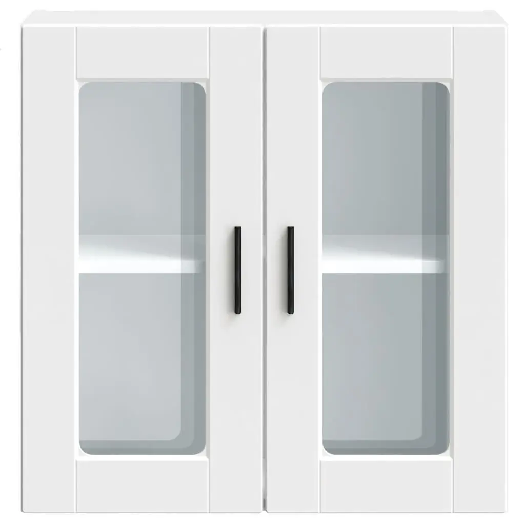 White Wall-Mounted Kitchen Cabinet with Glass Door