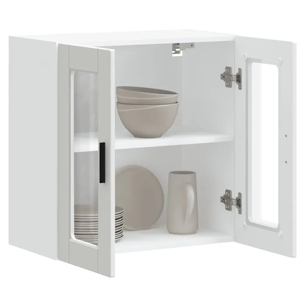 White Wall-Mounted Kitchen Cabinet with Glass Door
