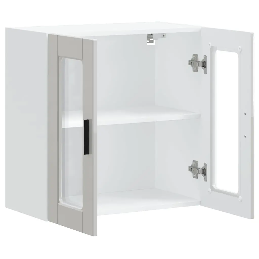 White High Gloss Kitchen Wall Cabinet with Glass Door