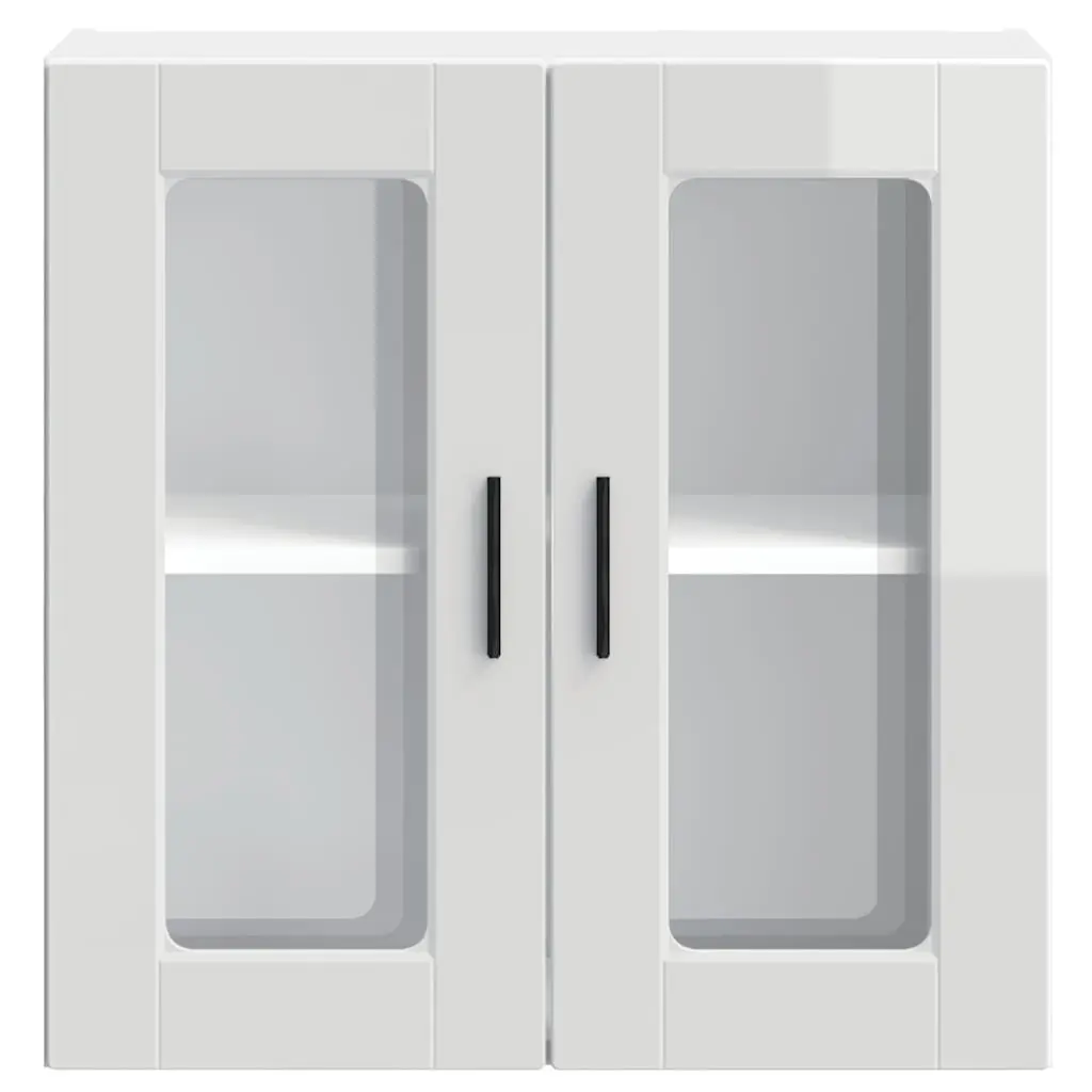 White High Gloss Kitchen Wall Cabinet with Glass Door