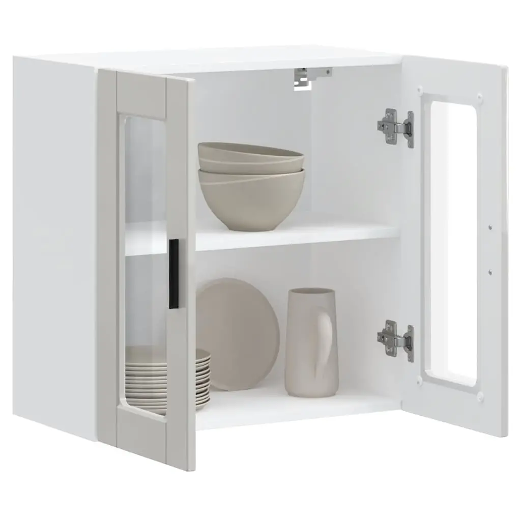 White High Gloss Kitchen Wall Cabinet with Glass Door