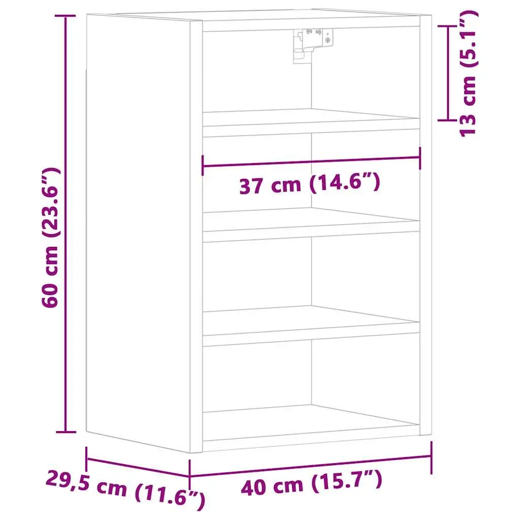 Hanging Cabinet White Wall-Mounted 40x29.5x60cm Engineered Wood