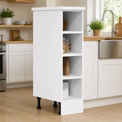 White Storage Cupboard for Kitchen with Adjustable Feet